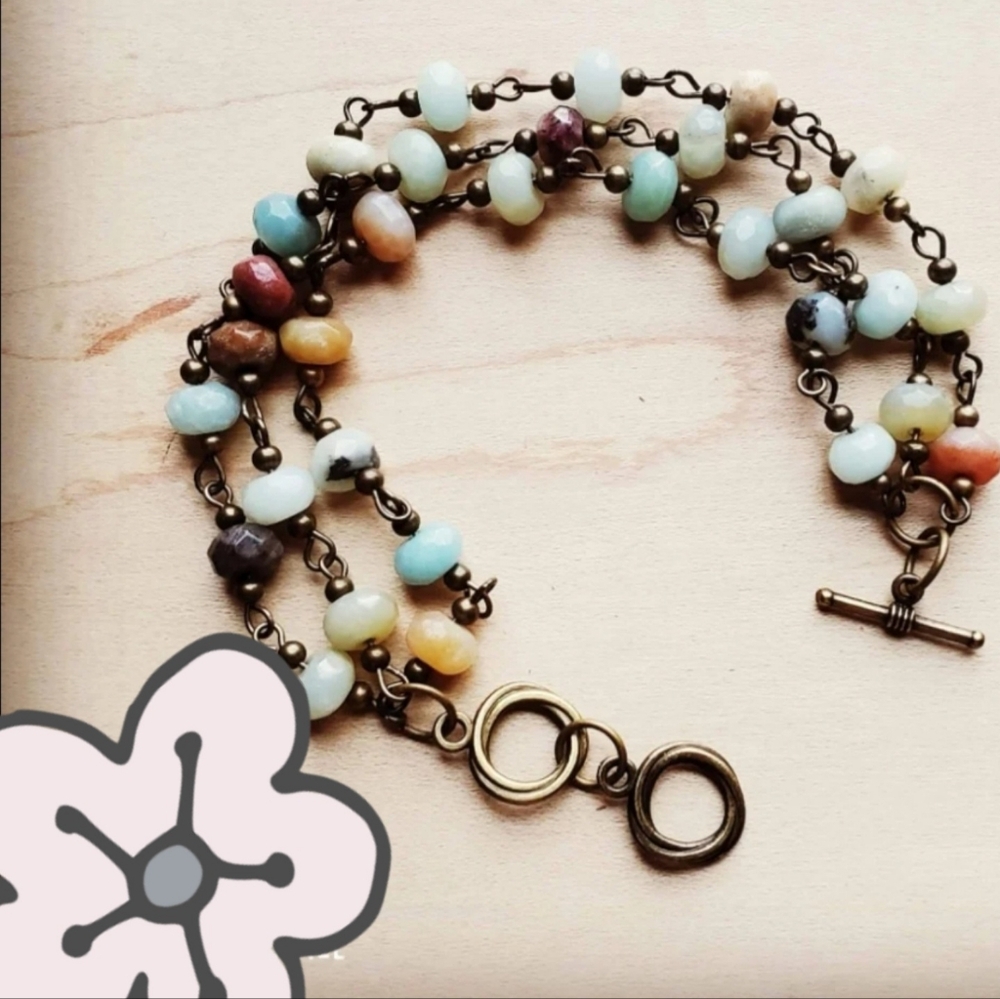 Amazonite Triple Strand Beaded BraceletAmazonite